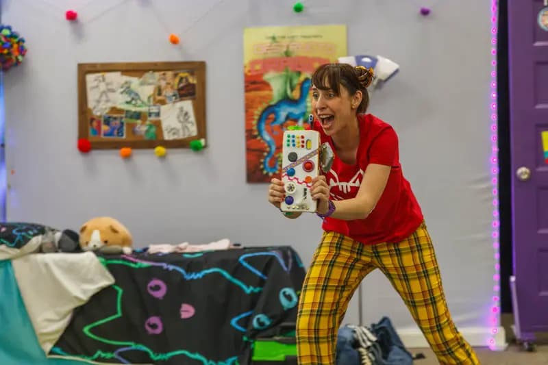 Ashley Whiting as Cass: The City of Tampa's Creative Arts Theatre Company's production of PRESENTING: SUPER CAT & REPTILE ROBOT (2023)